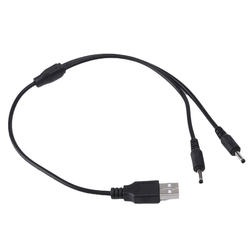 5V USB 2.0 Male A to 2 way DC 3.5mm x 1.35mm 5.5x2.5mm male splitter Connector Plug power supply charger converter Cord Cable s1