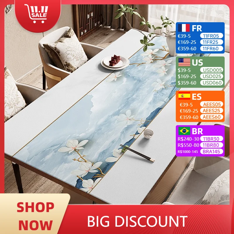 New Chinese Style Dining Table Mats No-wash Waterproof Oil-proof PVC Anti-scalding HOME Soft Cushion Coffee Table TV Cabinet Mat