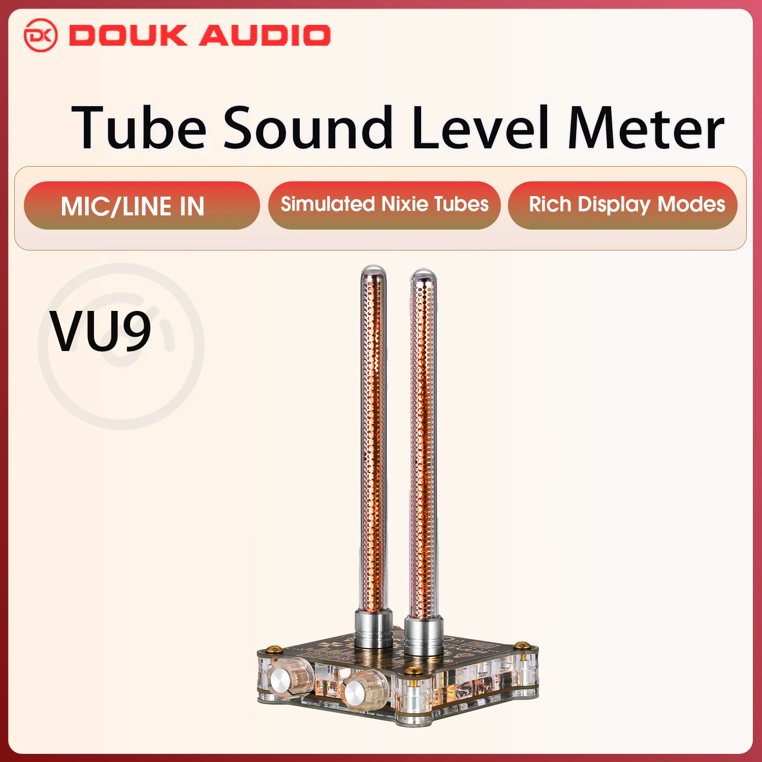 Douk Audio VU9 Vintage Dual Pixie Tube Musik spektrum Mikrofon Pick-up Schallpegel messer Audio Analysator Retro Lampe