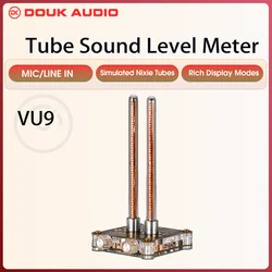 Douk Audio VU9 Vintage Dual Pixie Tube Music Spectrum MIC Pick-up Sound Level Meter Audio Analyzer Retro Lamp