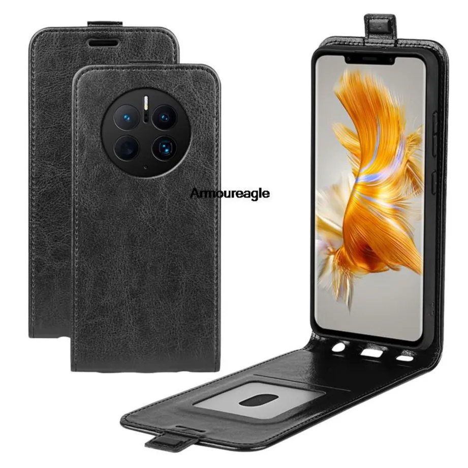 

vertical flip case for huawei mate 50 pro shockproof soft silicone + leather cover guard on for mate50 cases up down design