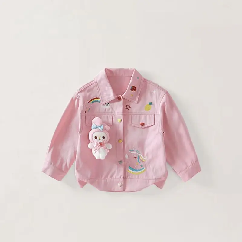 

Girly Heart Kawaii MINISO My Melody Lovely Doll Coat Cute Cartoon Princess Children Embroidered Jacket Clothing Gifts for Girls