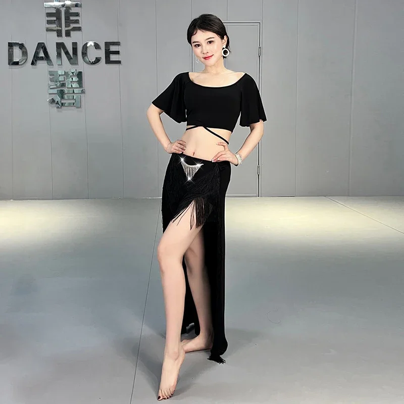 Belly Dance Sexy Costume Set Top and Skirt 2 Pcs Set Dancing Outfit For Adult Women's Stage Costume Worksuit Practice Clothes