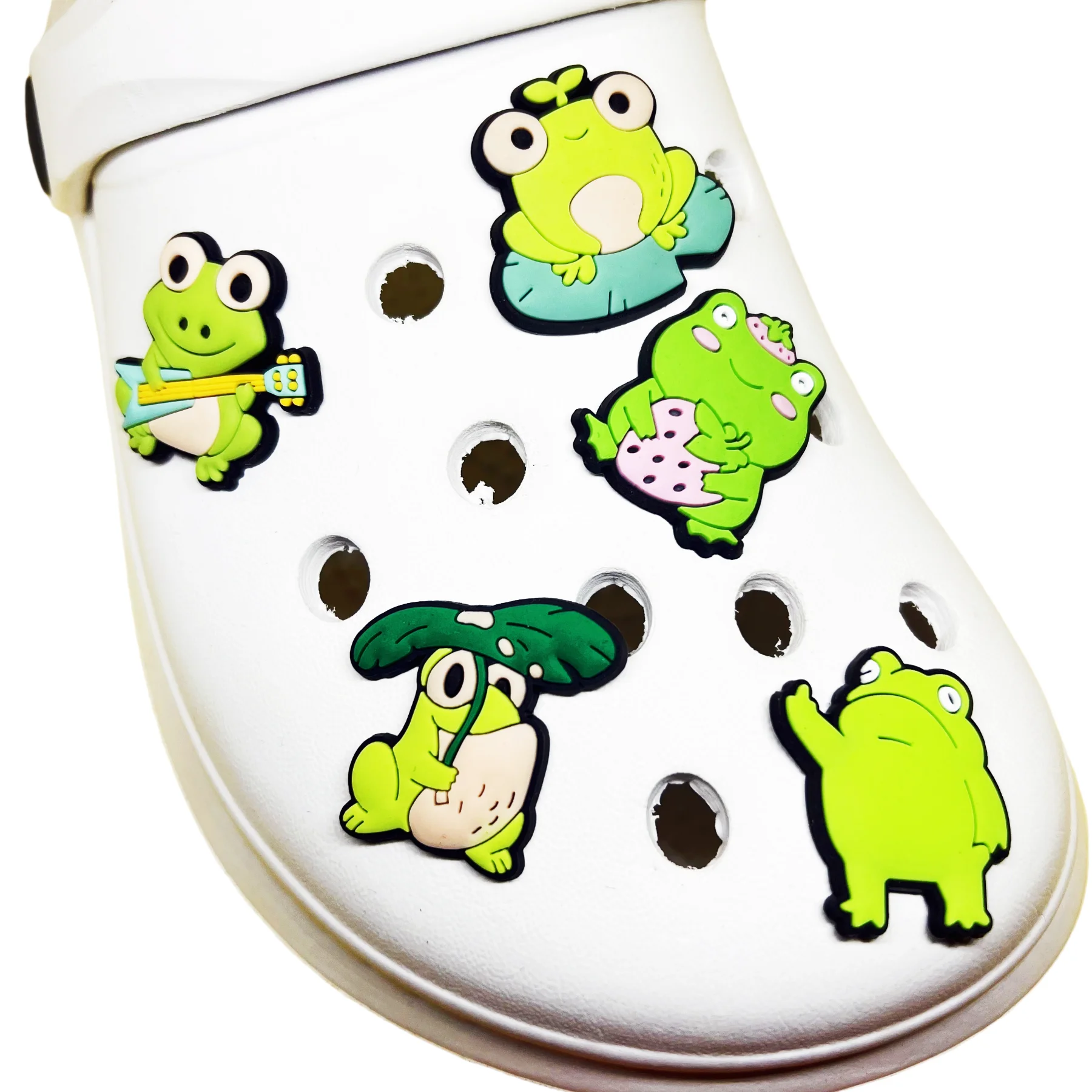 

1-5 шт., серия зеленых лягушек с героями мультфильмов, аксессуары для обуви, подвески для сабо, сумка Bogg, садовые сканилы, детские булавки, подвески для детей, подарки