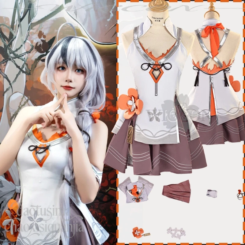 

Костюм для косплея Wuthering Waves Camellya, сексуальное мини-платье без рукавов с открытой спиной и цветком для девочек, Лолита, Хэллоуин, Рождество