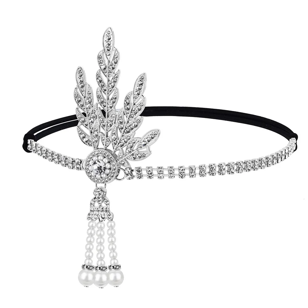 The Great Gatsby Filme Cosplay Daisy Buchanan Headband para Mulheres, Black Feather Headwear, Masquerade Party Props, Acessórios para Cabelo para Meninas