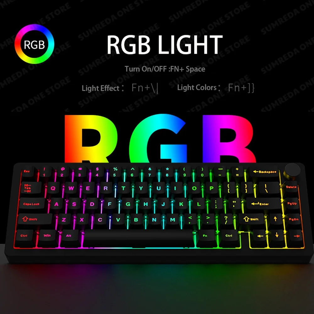 Imagem -03 - Sumreda-sem Fio de Alumínio Personalizado Kit Teclado Mecânico Mini Teclado Gaming Bluetooth com Fio Rgb Hotswap Sugar65 Al65 2.4g