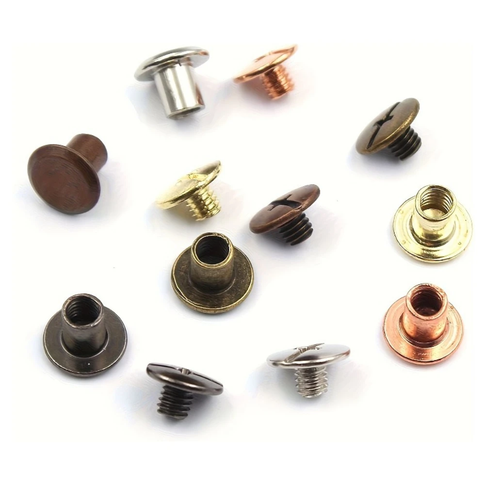 150 PCS Chicago Screw Set Stainless Steel Leather Rivets 6 Color Mother and Daughter Dowel Screws Rivets Hardware Fasteners