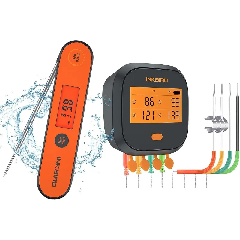 WiFi Grill Thermometer & Instant Read Thermometer IHT-1P, Rechargeable Digital BBQ Meat Thermometers with Alarm Timer Graph