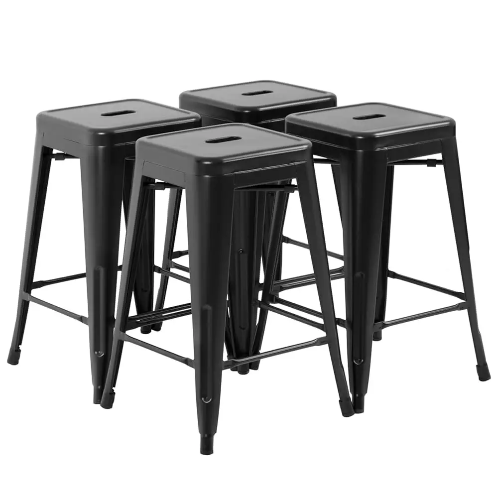 

Metal Bar Stools Set Of 4 Counter Height Bar Stools 24 Hes Industrial Bar Chairs Patio Stool Stackable Backl Stool Indoor
