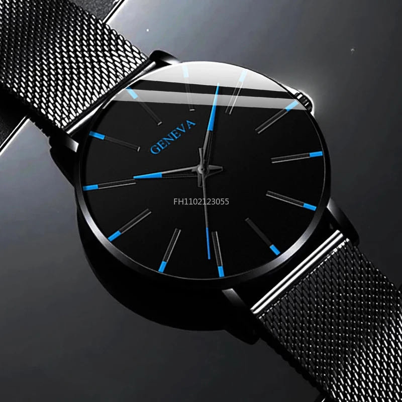 Men\'s Fashion Minimalist Ultra Thin Watches for Men Simple Business Stainless Steel Mesh Belt Quartz Watch Relogio Masculino