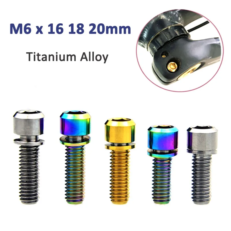 

1Pcs Titanium Bolt M6 x 16 18 20mm Bicycle Crank Arm Fixing Lock Screw XT XTR Crank Screws with Spacer Gasket Ultralight