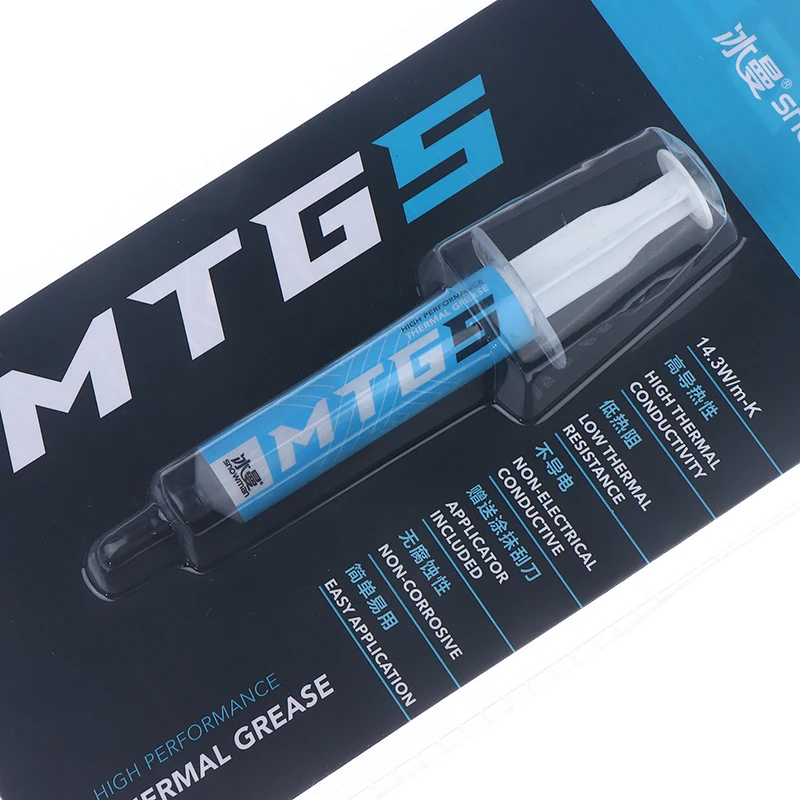1 قطعة 5 جرام/10 جرام حقنة MTG5/MTG10 معجون الشحوم الحراري موصل 14.3 واط/mk لشحوم الكمبيوتر المكتبي المحمول بطاقة الرسومات رقاقة