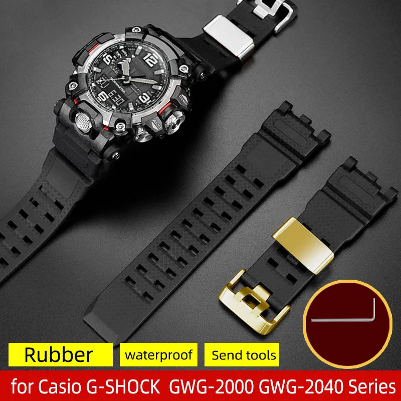 

Black Silicone Watchband for Casio G-SHOCK GWG-2000 GWG-2040 Series Men Sport Band Strap Watch Rubber Accessories