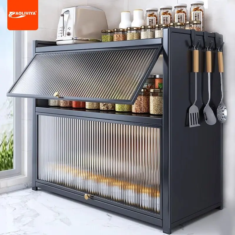 

Aoliviya Kitchen Spice Rack Multi-Layer Storage Seasoning Product Rack Household Table Top Dust Laying Oil Salt and Vinegar Seas