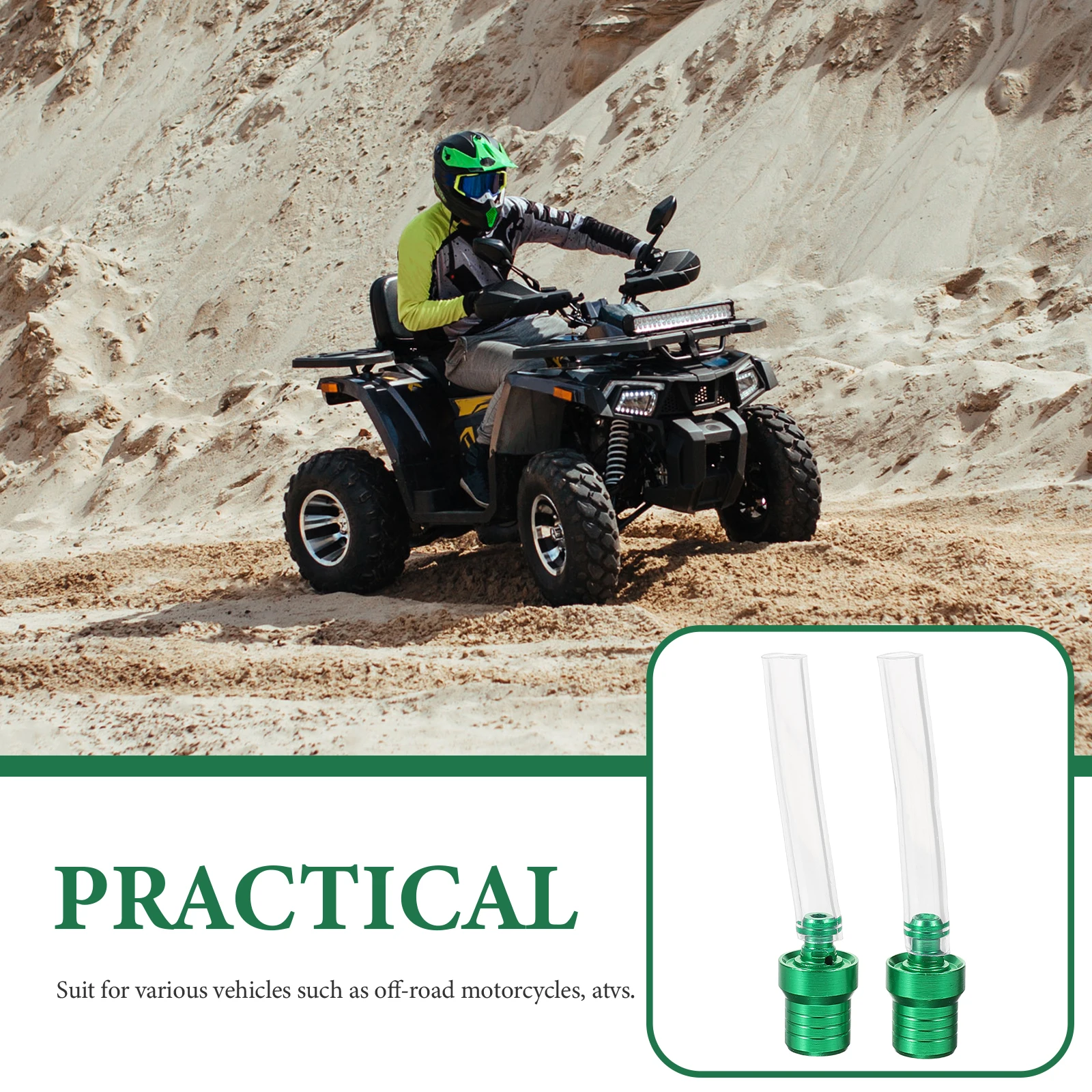 

2pcs Green Motorcycle Gas Cap ATV Vent Tube CNC Aluminum Alloy Tank Caps Off Road Accessories Fuel System