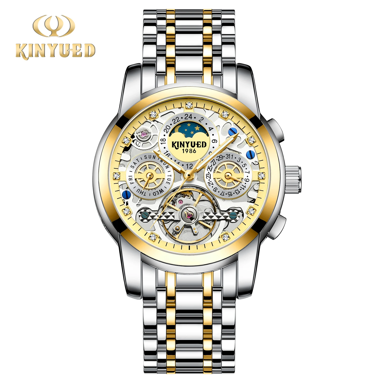KINYUED 2026 New Men's Automatic Mechanical Watch Stainless Steel Waterproof Watch J130-6