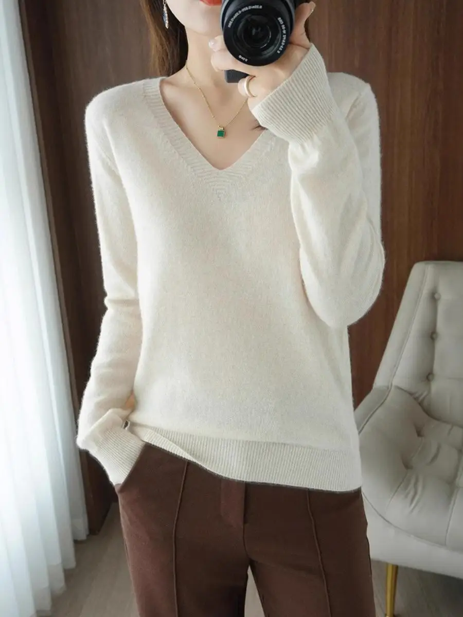 

Женский свободный трикотаж Long Sve Base irt, осень-зима, однотонный цельный удобный крой, модный повседневный топ