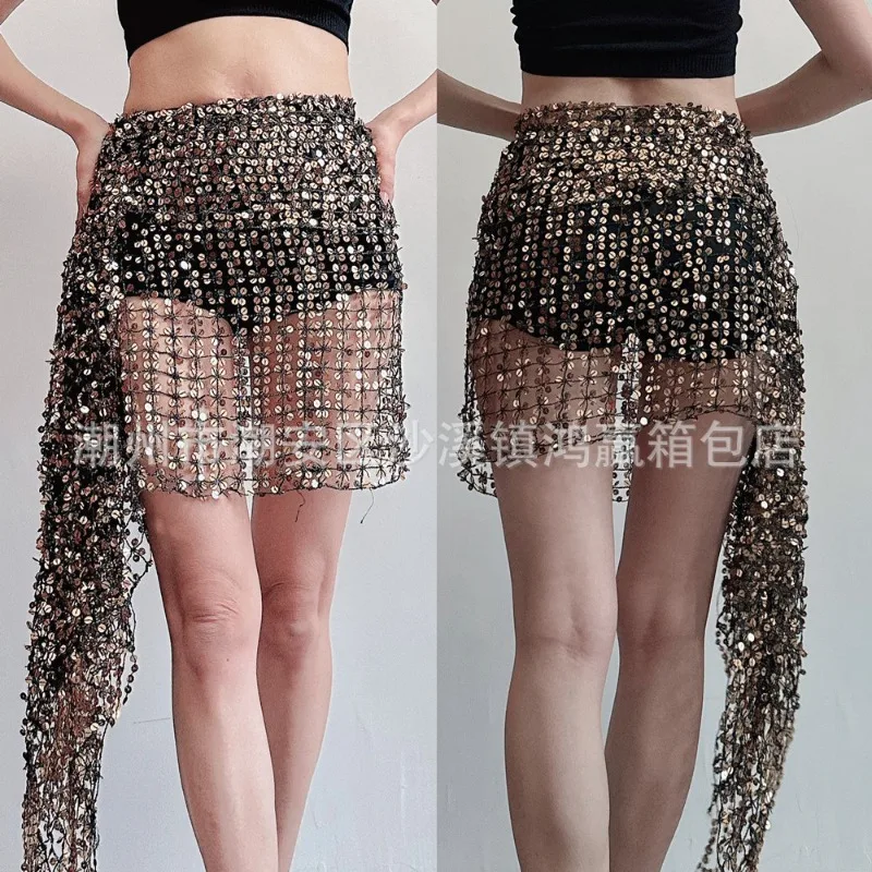 Bufanda de cadera bordada con lentejuelas para danza del vientre personalizada, cadena de cintura, ropa india, cinturón para mujer, 2025