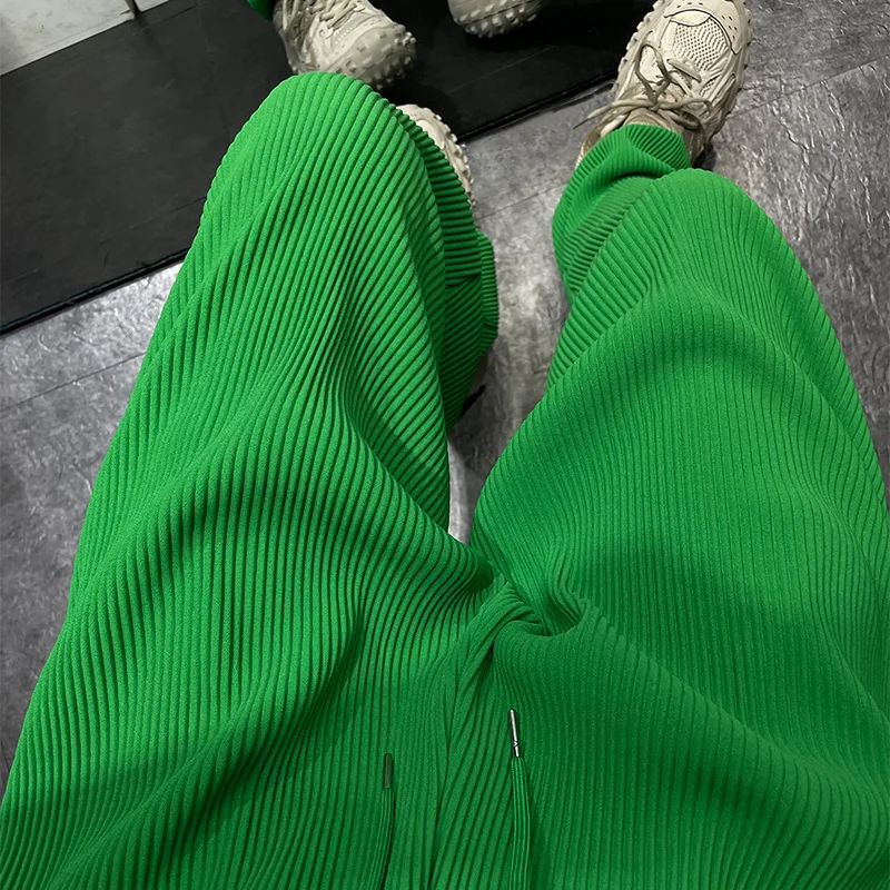 

Summer Men's Casual Loose Straight Leg Pants Floor-Length Sport Trousers Elastic Waistband Thin Model Breathable Long Trousers