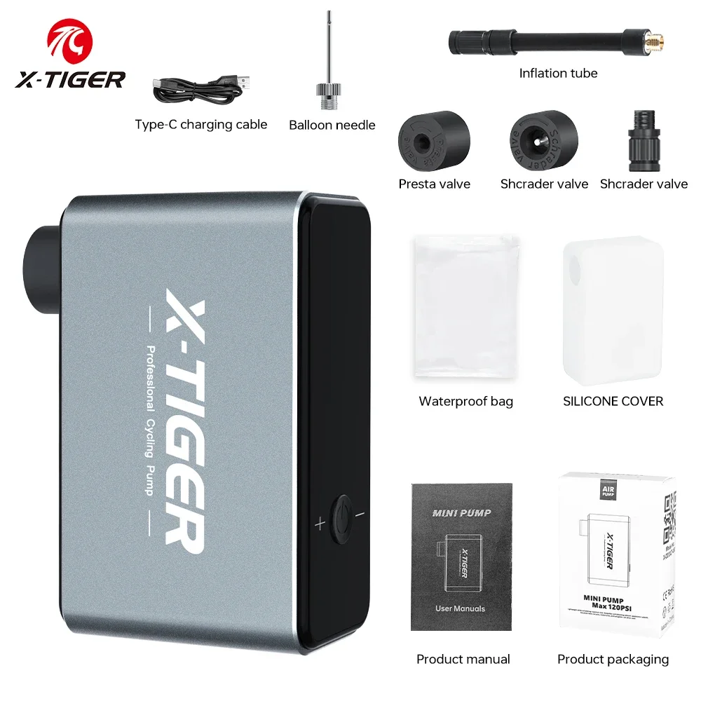 AliExpress X-TIGER Mini electric pump Bicycle rechargeable tyre inflator Lightweight tyre pump Small pump Cycling accessories Mountain bike