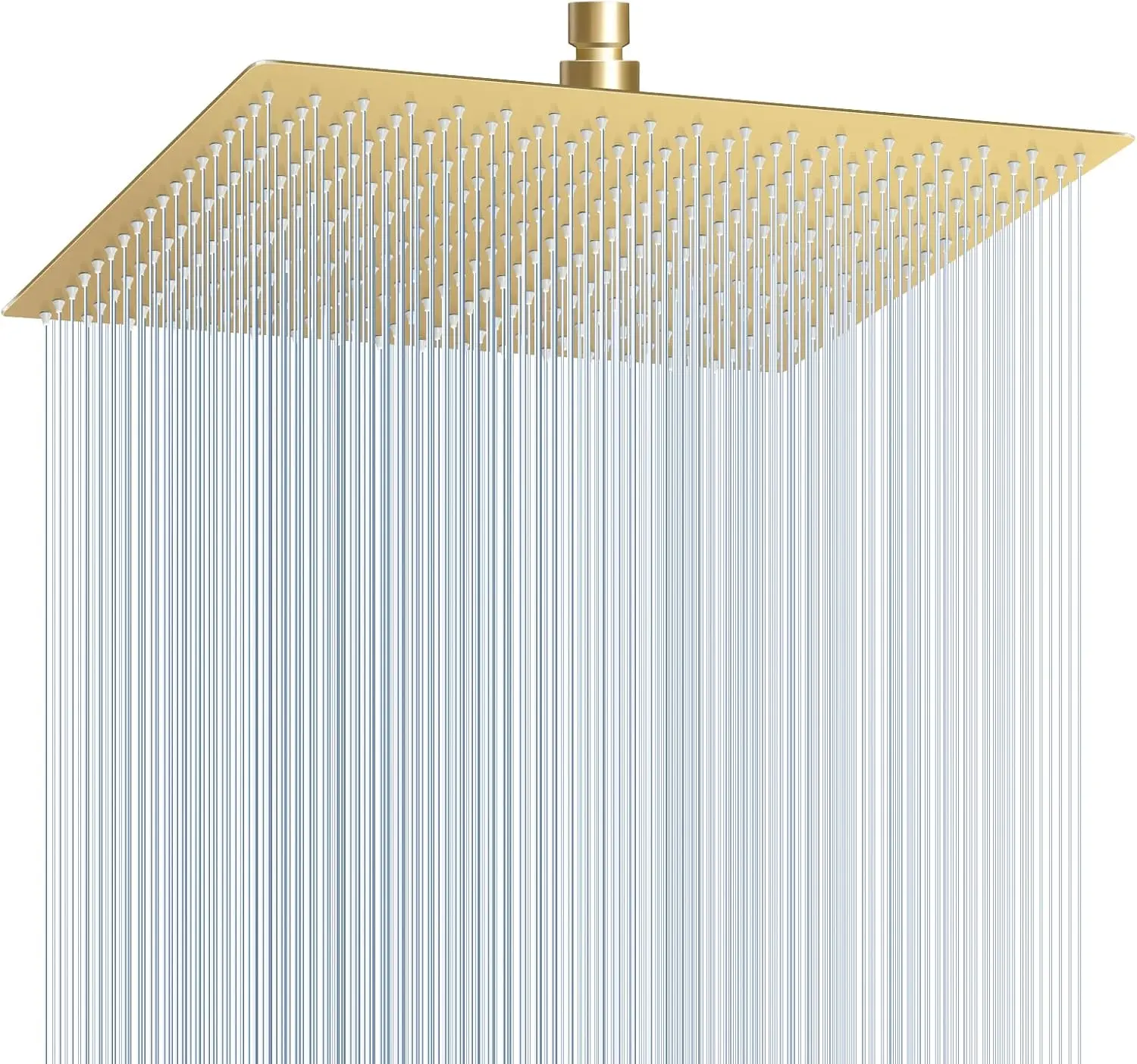 

16 Inch Brushed Gold Rain Shower Head, 304 Stainless Steel with 324 Silicon Nozzles for Full Body Rainfall