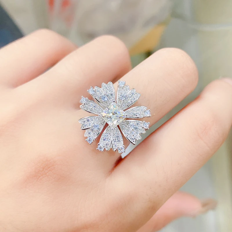 Natural Moissanite  ring for women silver 925 jewelry luxury gem stones 18k gold plated free shiping items Party Gift