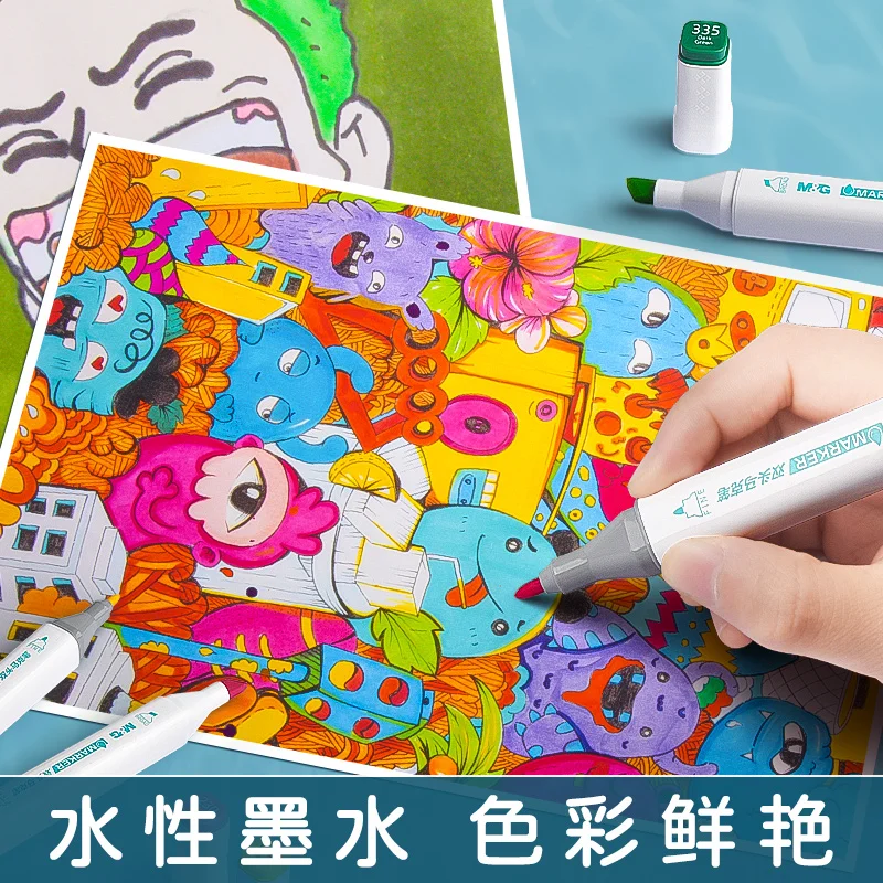 أقلام تحديد M&G، أقلام تحديد قابلة للغسل، 12/24/36/48/60/80 لون، صندوق PP، محمول، مناسب لاستخدام الطلاب والمكتب للرسم