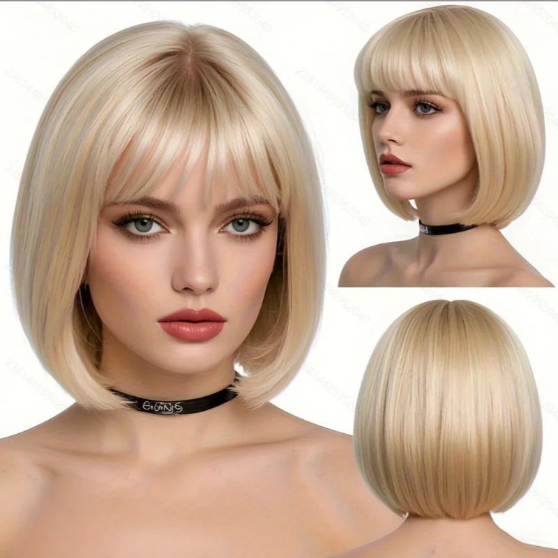 Student hairstyle women's , European and American fashion trend , short hair bob wig for daily wear