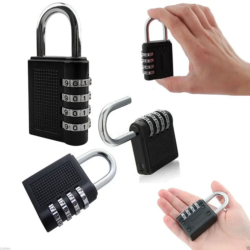 Heavy Duty 4 Dial Digit Combination Lock Weatherproof Security Padlock Outdoor Gym Locker Safely Code Lock Black 80 X 43 X 14mm