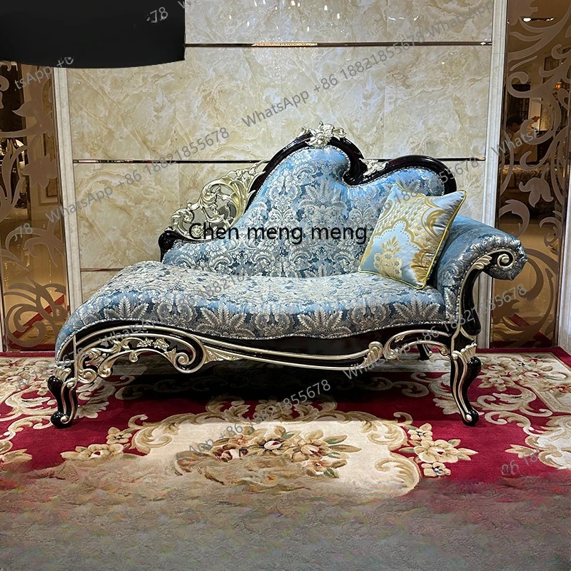 

Французский роскошный европейский диван для спальни из цельного дерева, красивый диван для гостиной, шезлонг, тканевый диван с одним ирисками