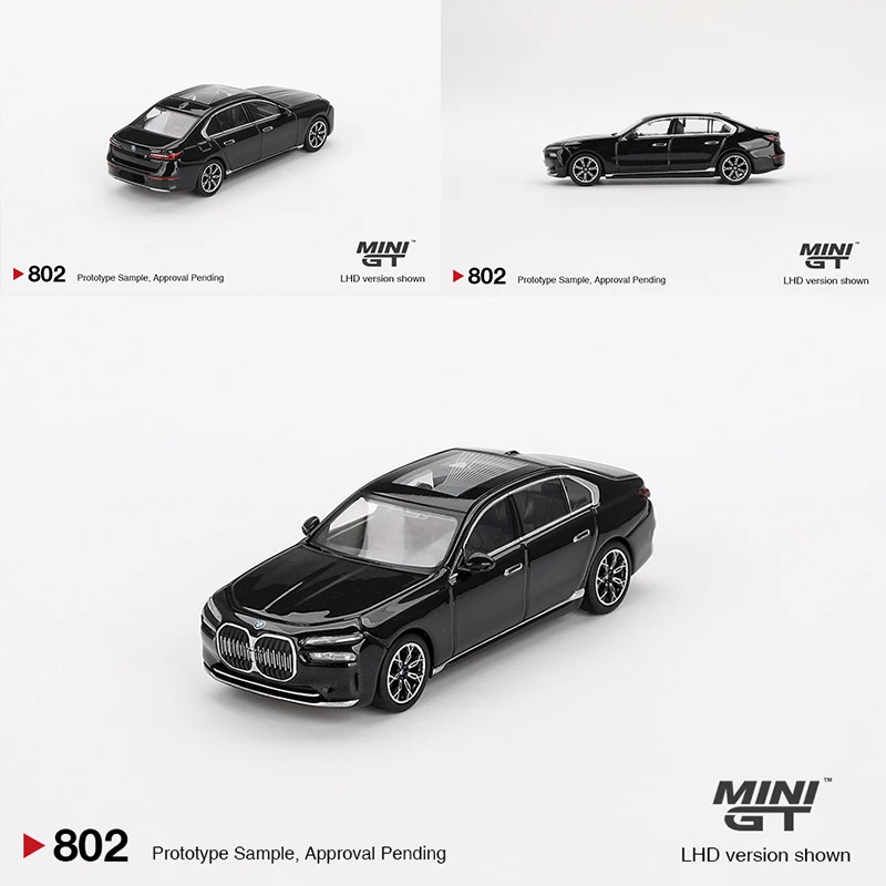 MINIGT 1/64 BMW I7 EDrive50 Black Sapphire MGT00802-CH Car Alloy Motor Vehicle Diecast Metal Model Kids Xmas Gift Toys for Boys