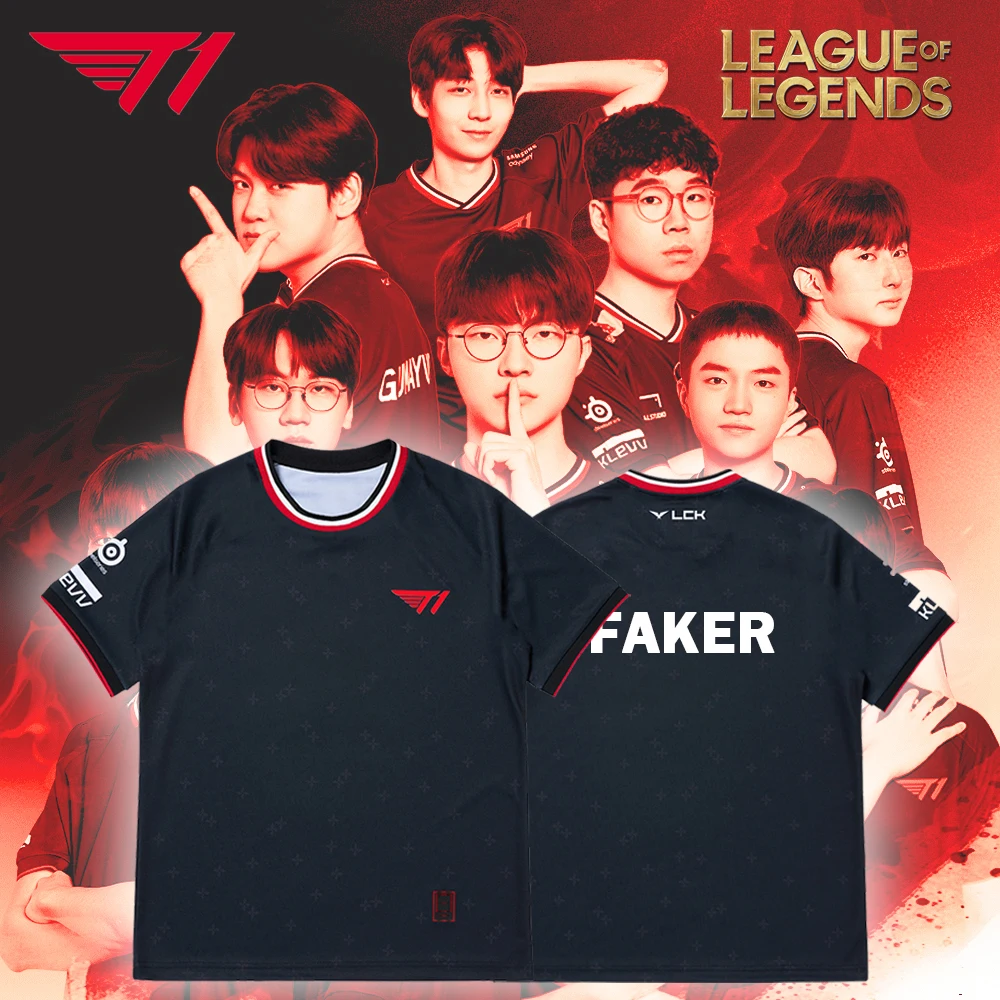 2025 New T1 Faker League Of Legends Esports Uniform Jersey Breathable Sports Club Training Suit Fans Gift Street Wear Tshirts