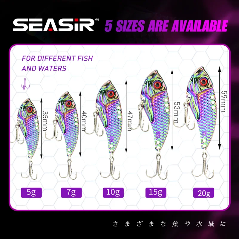 SeaSir Magic Dragon Colorful 3d Eyes VIB Lures BKK Hook Long Throw Powerful Tremor Metal Hard Bait Sinking Spoon Lures