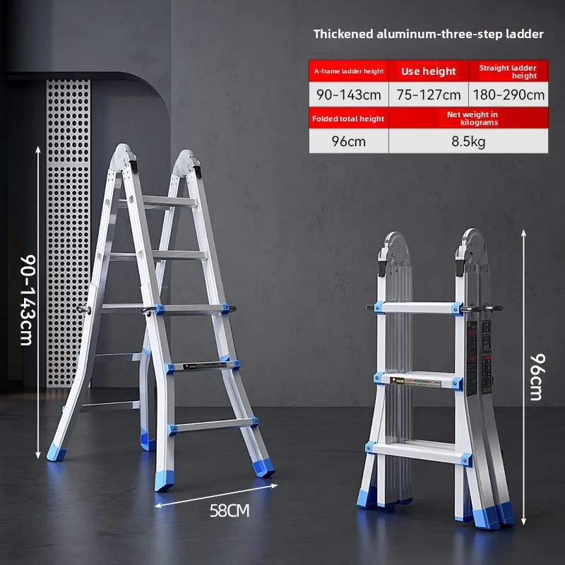 Stable Herringbone Climbing Telescopic Thickened Escalator Aluminum Alloy Folding Household Giant Lifting Ladder Foldable