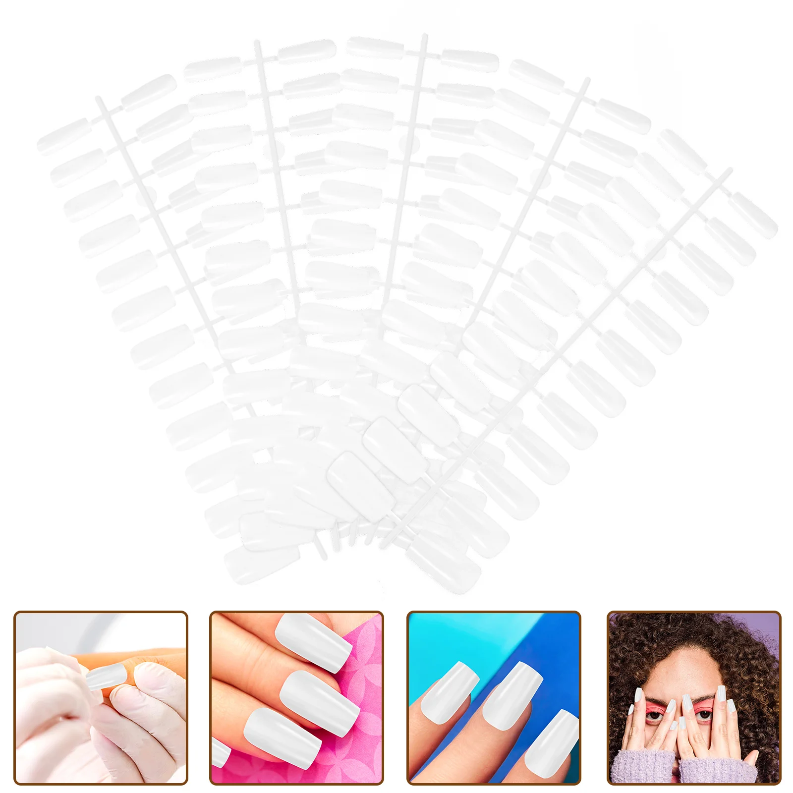 

120pcs ABS Fake Nails Kit Solid Color Square Tips Decorative Fingernails Manicure Supplies Girls Nail Art Gifts