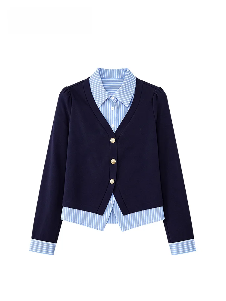 

plus Size Striped Long Sve irt Women's Winter New Sle Slimming College Sle Top CaraCLUB Big Size Inner Wear Polyeste...