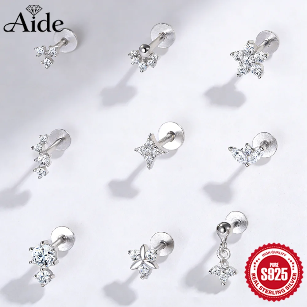 

Серьги-подвески AIDE Moissanite из стерлингового серебра 925 пробы с геометрической звездой и цветком, с плоской задней частью, для женщин, изысканные ювелирные изделия, подарок