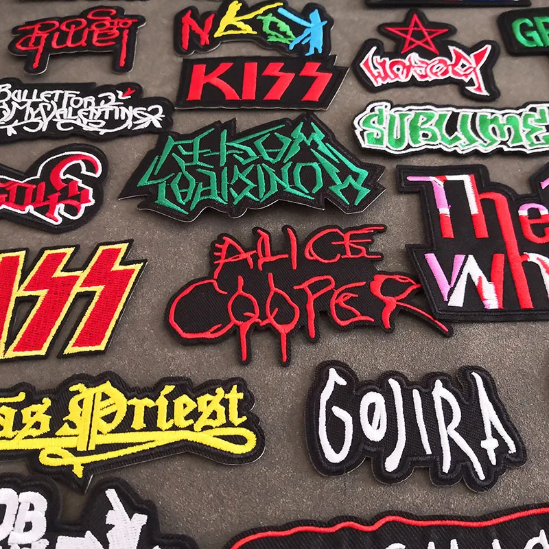 Super Rock BAND Music Ironing Patch Stickers Motif Badges Letters Embroidered Applique for Clothing Jacket Backpack