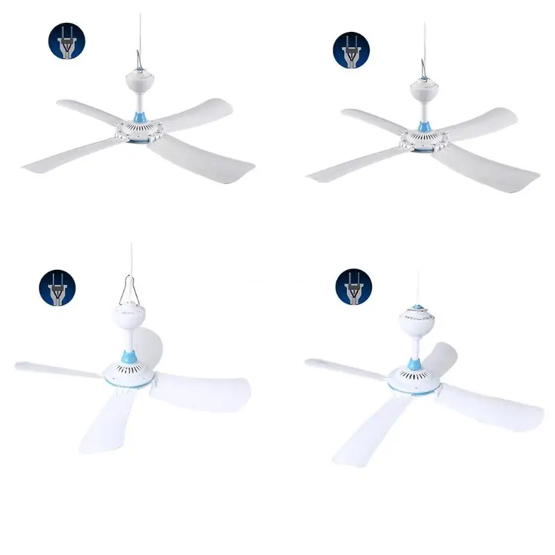 

220V 8W-20W 4 Leaves Ceiling Fan 42cm-92cm/16.5in-36.2in Silent Household Bedroom Hanging Fan for Dormitory US Plug Dropship