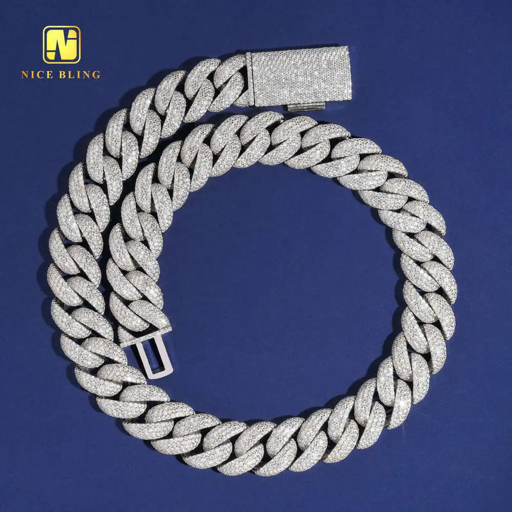 Iced Out Jewelry Wholesale Hip Hop Jewelry Necklace 20mm Diamond Cuban Link Chain