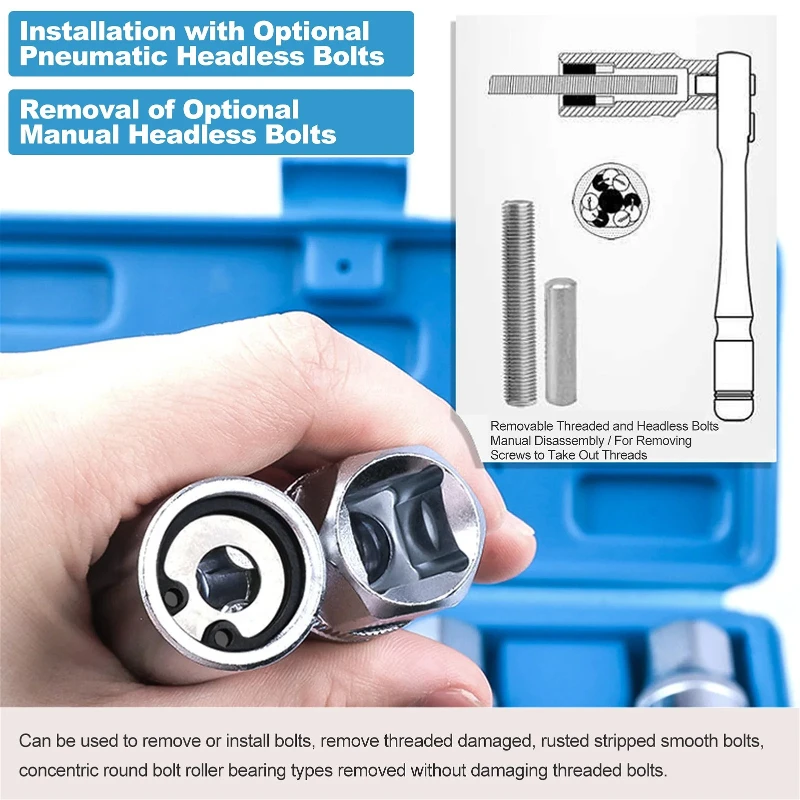 Bolt Extractor Set for Damaged Broken Bolts, Stripped Screw and Nut Remover Tool, Easy Demolition Kit, 4Pcs
