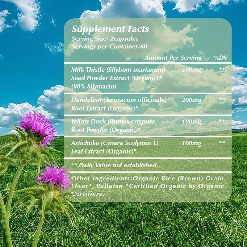 Liver Cleanse - with Dandelion + Milk Thistle - Liver Detox and Cleanse for Healthy Antioxidants and Detoxifiers Supplement