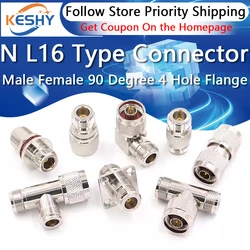 1-10PCS N Type Connector L16 N Male Female 90 Degree Right Angle 4hole Flange with O-ring Tee Type 3Way Splitter Bulkhead Brass