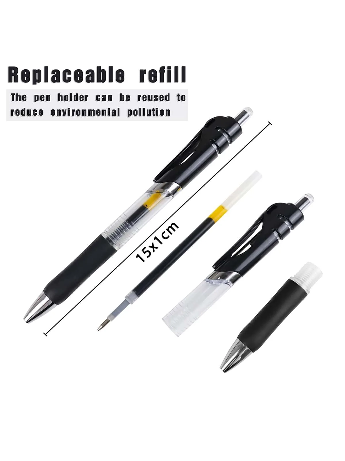 2 pens + 10 refills! Large Capacity 0.5mm Retractable Gel Pen Set Black/red/blue Ink Writing Office  School  Supplies Stationery image 5