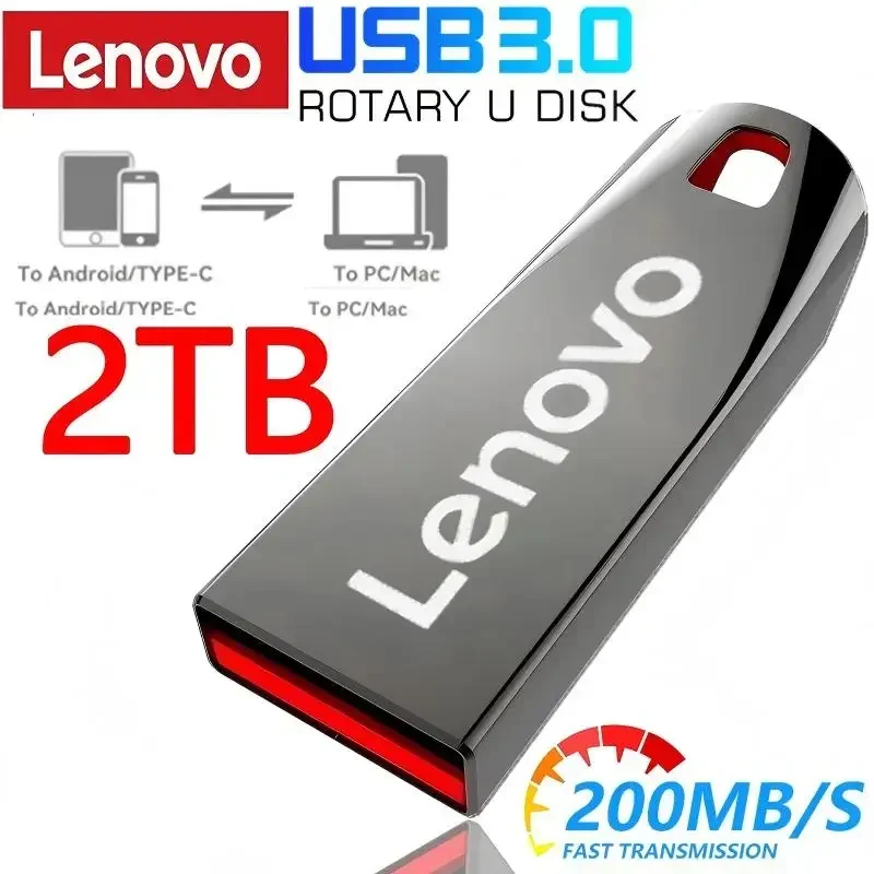 Lenovo USB Memoria 2TB OTG Metallo USB 3.0 Pen Drive Chiave 1TB Tipo C Pendrive ad alta velocità Mini Flash Drive Memory Stick da 128 GB