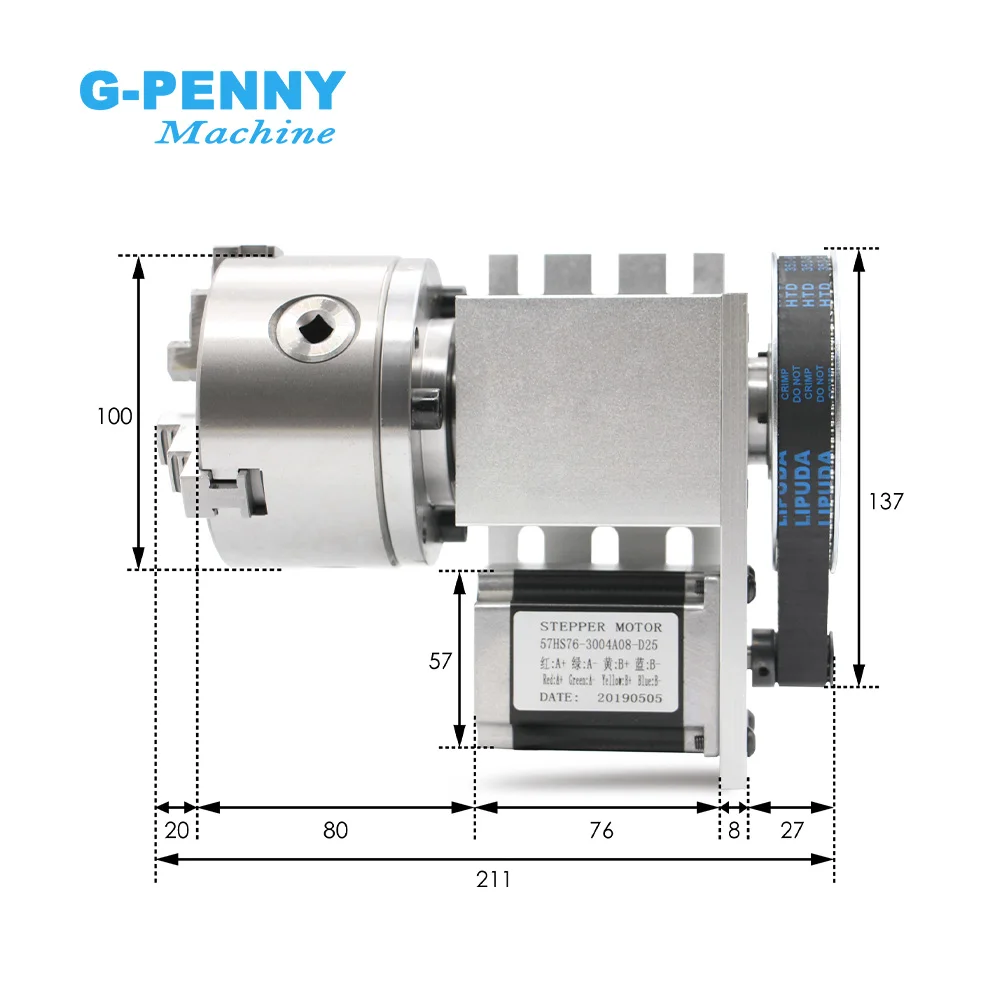 4th Axis 3/4Jaw  100mm NEMA23 dividing head/Rotation Axis/Aaxis with Tailstock kit