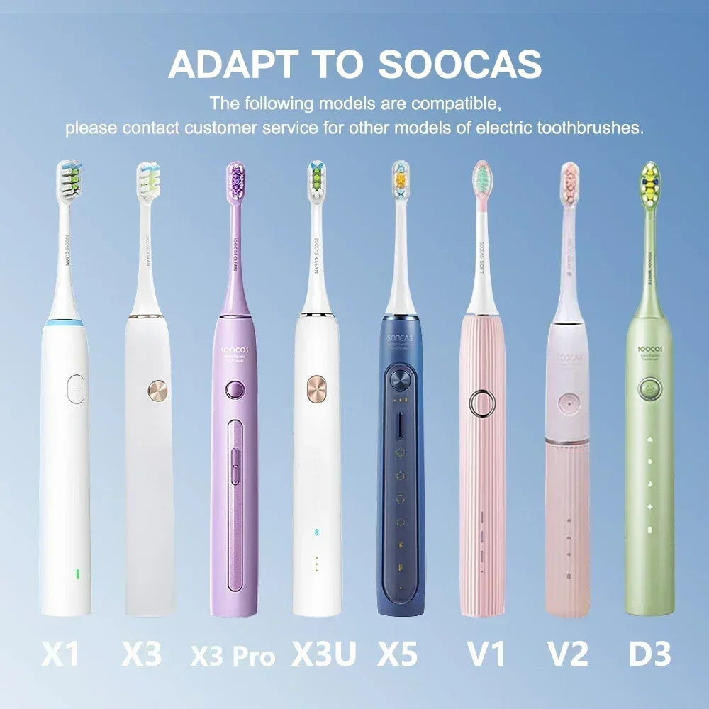 SOOCAS 칫솔 헤드, X3Pro, X3U, X5, V1, V2, X1, X3 DuPont 소프트 강모 노즐, 진공 밀봉 포장, 10 개