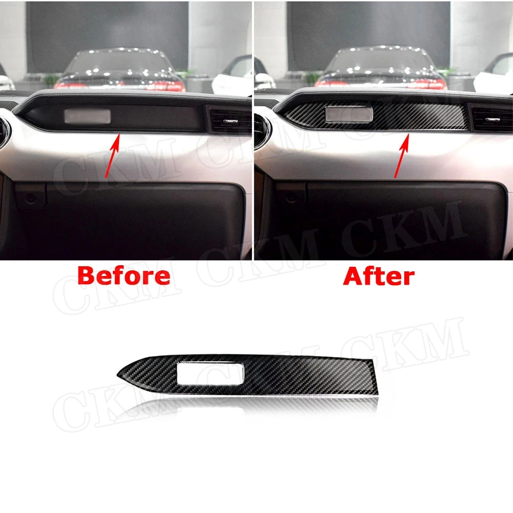 Carbon Fiber Car Dashboard Trim Decoration Strip Sticker Cover For Ford Mustang 2015 2016 2017 LHD Car Styling