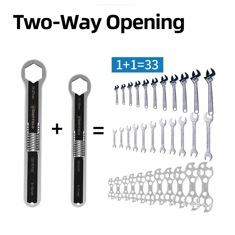 Universal Wrench 23 In 1 Adjustable Spanner 7-19mm Multifunctional Rotate Double End Flexible Hand Tool for Car Repair